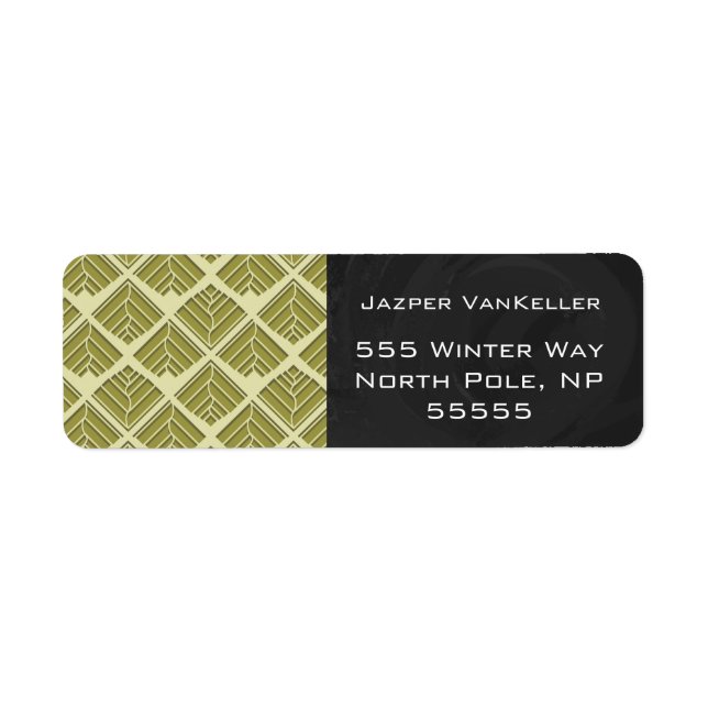 Square Leaf Pattern Gold Lime Light Label (Front)