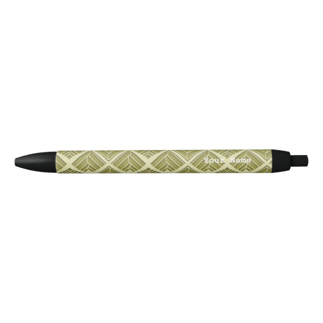 Square Leaf Pattern Gold Lime Light Pen (Front)