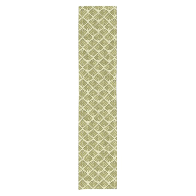 Square Leaf Pattern Gold Lime Light Short Table Runner (Front)