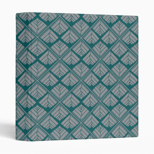 Square Leaf Pattern Teal Neutral 3 Ring Binder