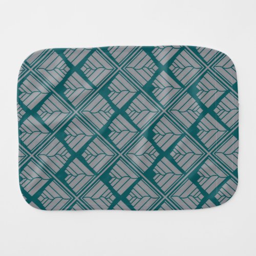 Square Leaf Pattern Teal Neutral Baby Burp Cloth