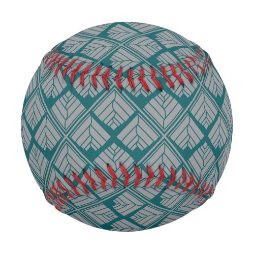 Square Leaf Pattern Teal Neutral Baseball