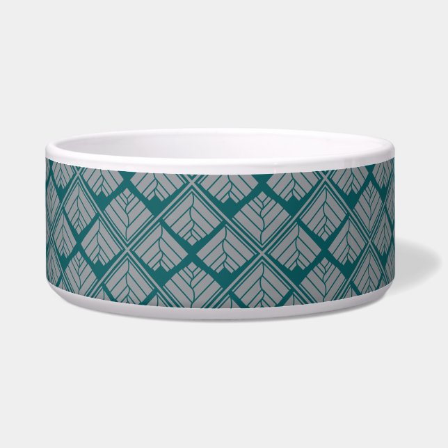 Square Leaf Pattern Teal Neutral Bowl (Front)