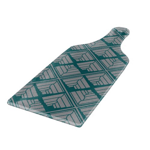 Square Leaf Pattern Teal Neutral Cutting Board