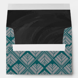 Square Leaf Pattern Teal Neutral Envelope