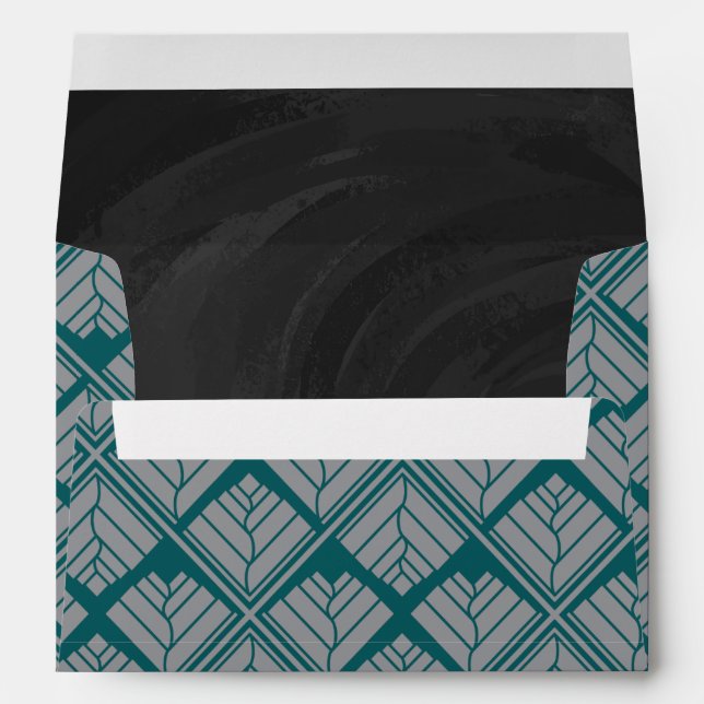 Square Leaf Pattern Teal Neutral Envelope (Back (Bottom))