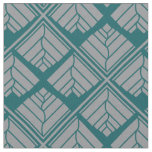 Square Leaf Pattern Teal Neutral Fabric