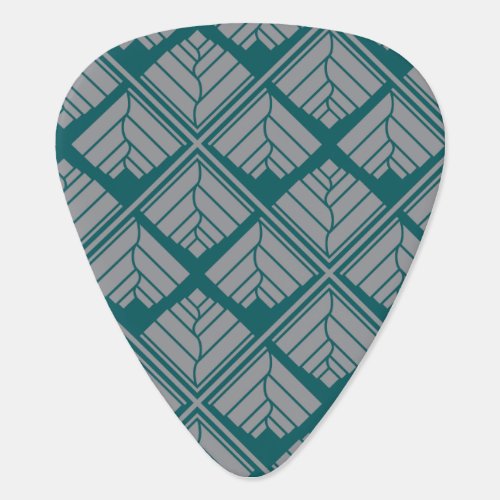 Square Leaf Pattern Teal Neutral Guitar Pick