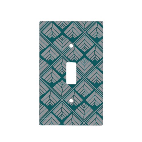 Square Leaf Pattern Teal Neutral Light Switch Cover