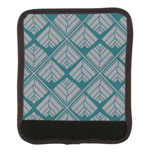 Square Leaf Pattern Teal Neutral Luggage Handle Wrap