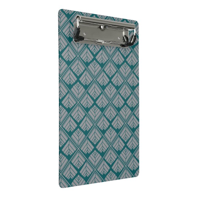 Square Leaf Pattern Teal Neutral Mini Clipboard (Angled)