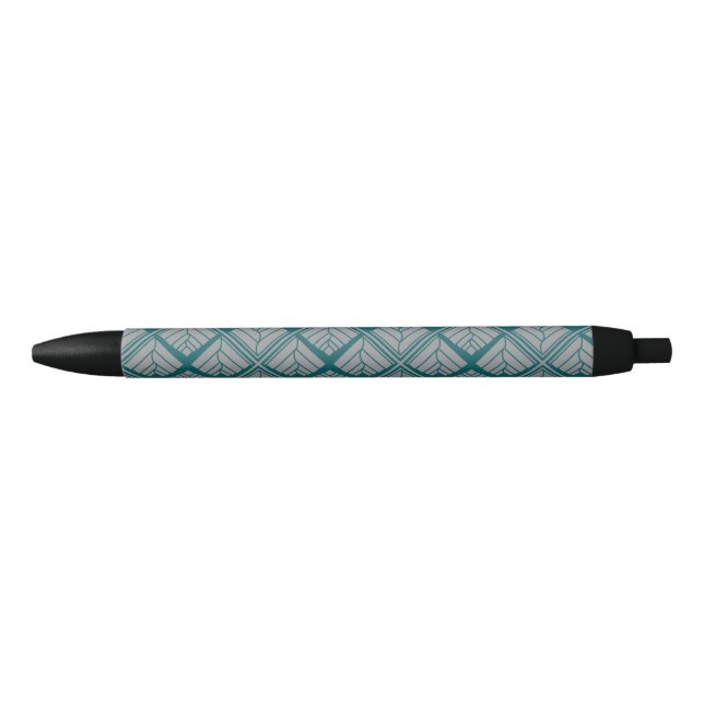 Square Leaf Pattern Teal Neutral Pen (Front)