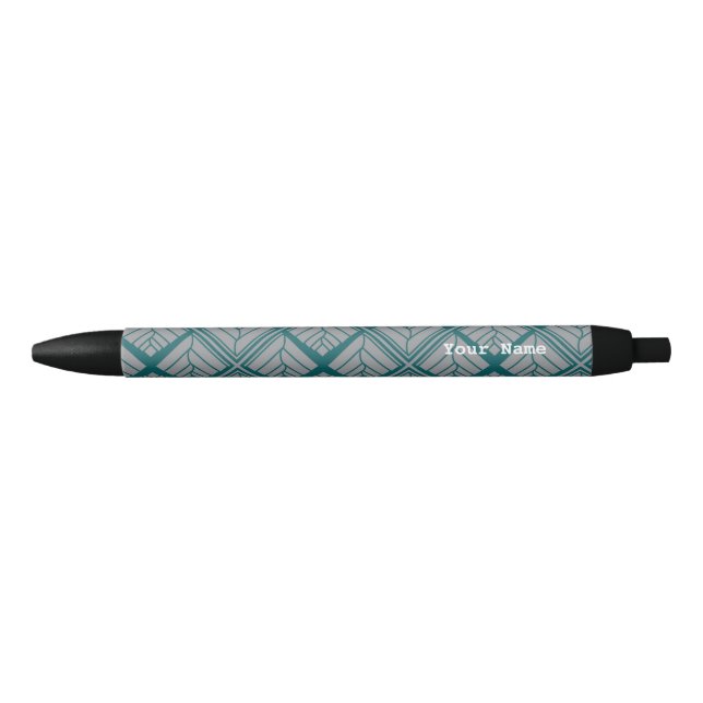 Square Leaf Pattern Teal Neutral Pen (Front)