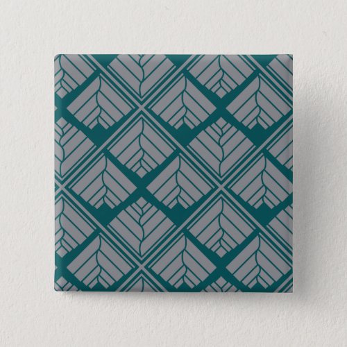 Square Leaf Pattern Teal Neutral Pinback Button