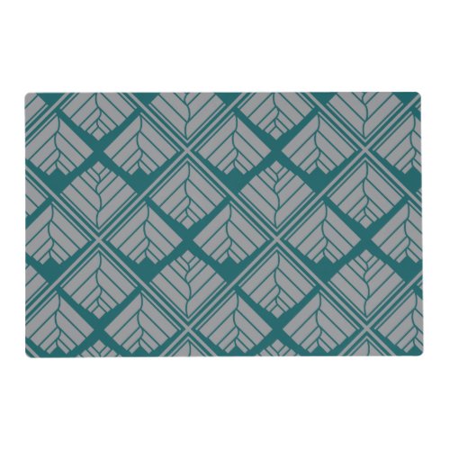 Square Leaf Pattern Teal Neutral Placemat