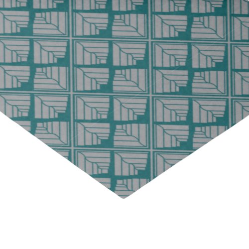 Square Leaf Pattern Teal Neutral Tissue Paper