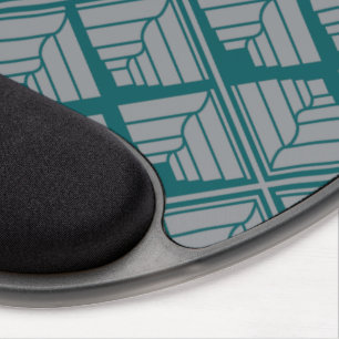 Square Leaf repeat Teal Gray Gel Mouse Pad