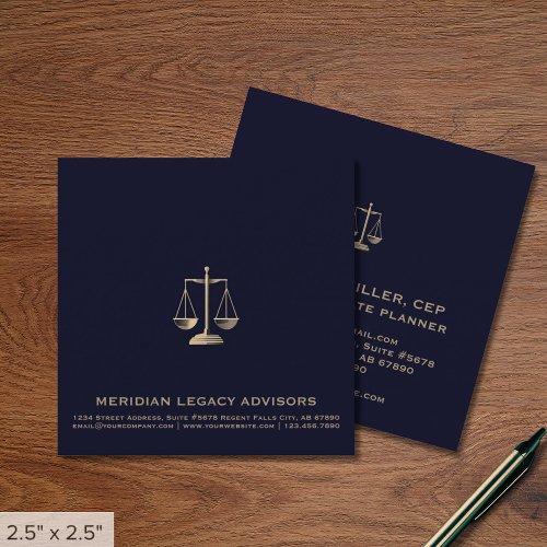 Square Legal Justice Scale Logo Business Card