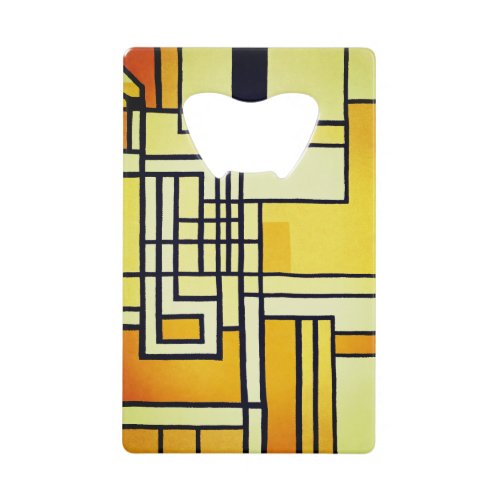 Square Line with Yellow Pattern Design _  Credit Card Bottle Opener