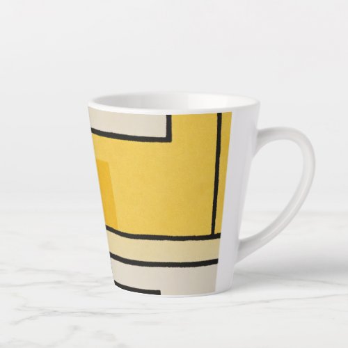 Square Line with Yellow Pattern Design _  Latte Mug