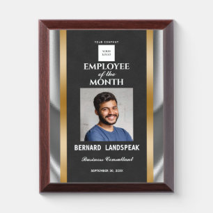 Square Logo, Award Black & Gold Suede Leather Plaque