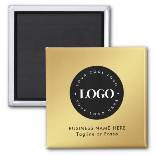Square Magnet Gold  Black Business Logo Custom   