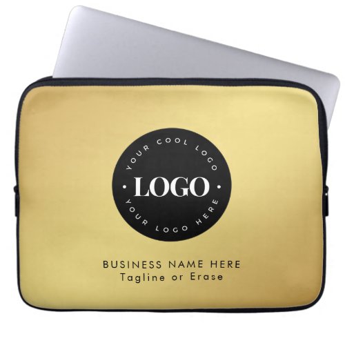 Square Magnet Gold  Black Business Logo Custom    Laptop Sleeve