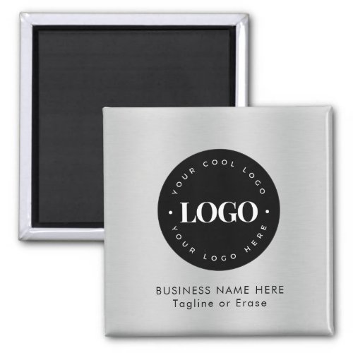 Square Magnet Silver Black Business Logo Custom   