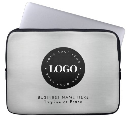 Square Magnet Silver  Black Business Logo Custom Laptop Sleeve