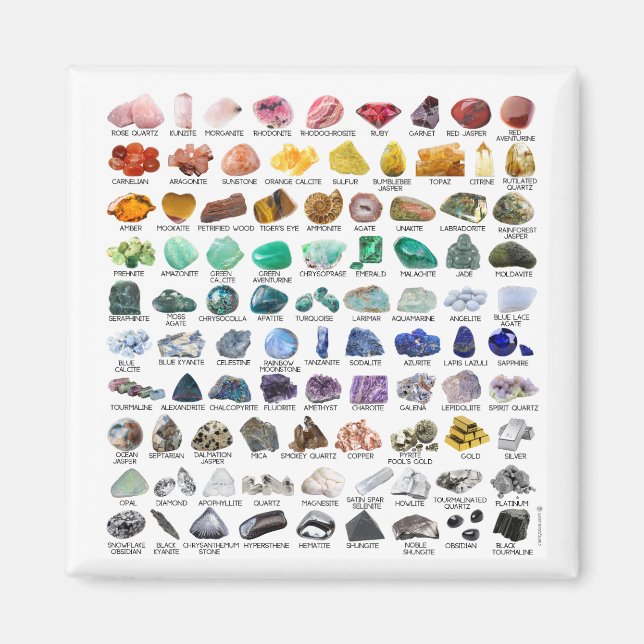 Square Magnet The Crystal Collection Rainbow Rocks (Front)