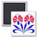 Square Magnet With Slovenian Carnations