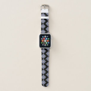Square mandala pattern on black background apple watch band