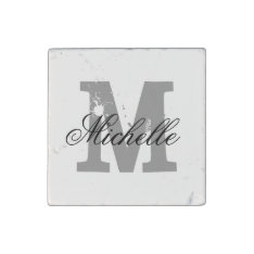 Square Marble Stone Magnet With Custom Monogram at Zazzle