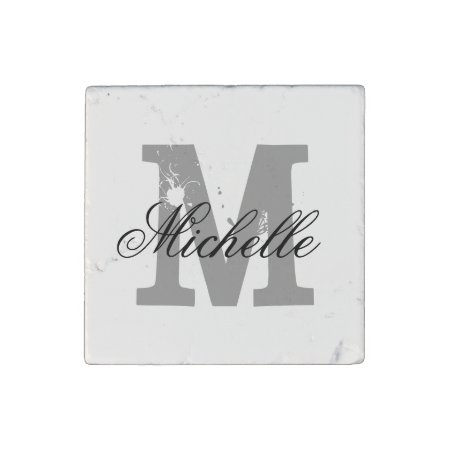 Square Marble Stone Magnet With Custom Monogram