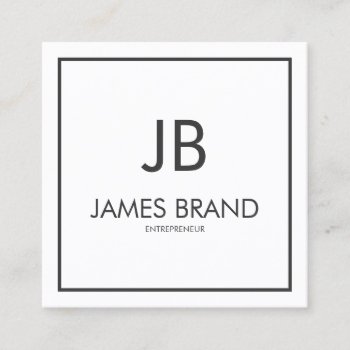 Square Minimalist Black And White Monogram Square Business Card by J32Teez at Zazzle
