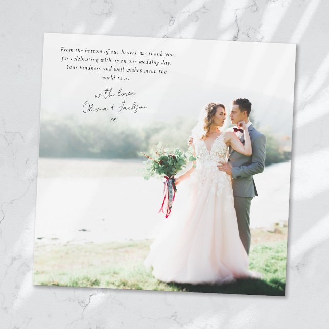 Square Minimalist Photo Wedding Thank You Card (Creator Uploaded)