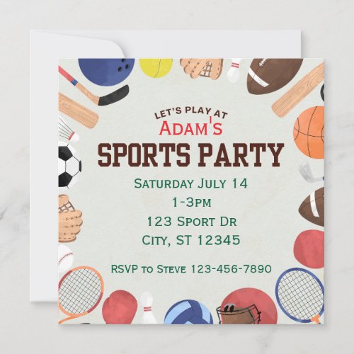Square, Minimalist Sports Birthday Party 