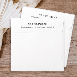 Square Minimalist Typewriter | Black and White Envelope<br><div class="desc">These simple and minimalist square white envelopes feature your pre-printed return address in vintage style typewriter text,  and a coordinating black interior. Perfectly fits your square card or invitation.</div>