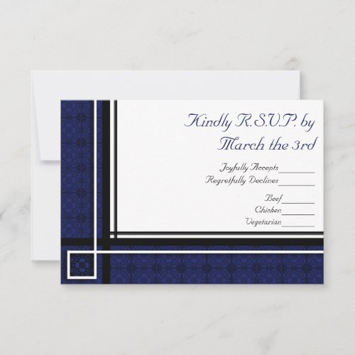 Square Modern Blue Wedding RSVP Card