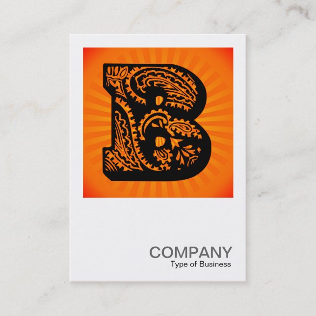 Square Monogram - Paisley Sunburst - B Business Card (Front)