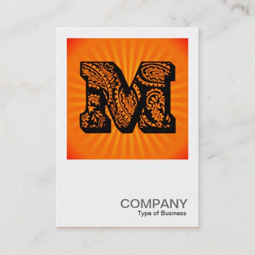 Customizable Square Monogram - Paisley Sunburst - M Business Cards