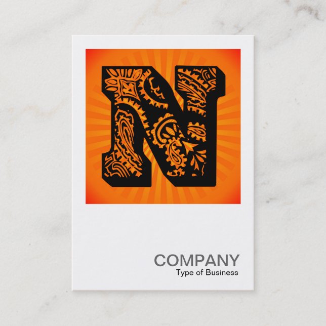 Square Monogram - Paisley Sunburst - N Business Card (Front)