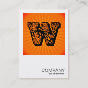 Square Monogram - Paisley Sunburst - W Business Card