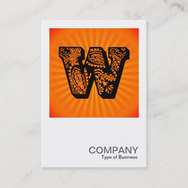 Square Monogram - Paisley Sunburst - W Business Card (Front)