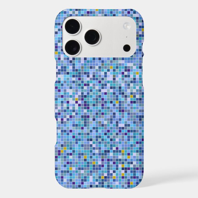 Square Mosaic Blue Tones Tile Pattern Iphone Case (Back)