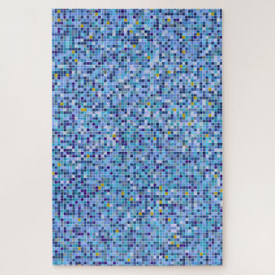 Square Mosaic Blue Tones Tile Pattern Jigsaw Puzzle