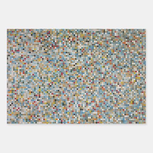 Square Mosaic Multi_colored Tile Pattern Photo Wrapping Paper Sheets