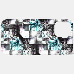 Square mosaic of messy textures in silver to cyan iPhone 12 pro max case