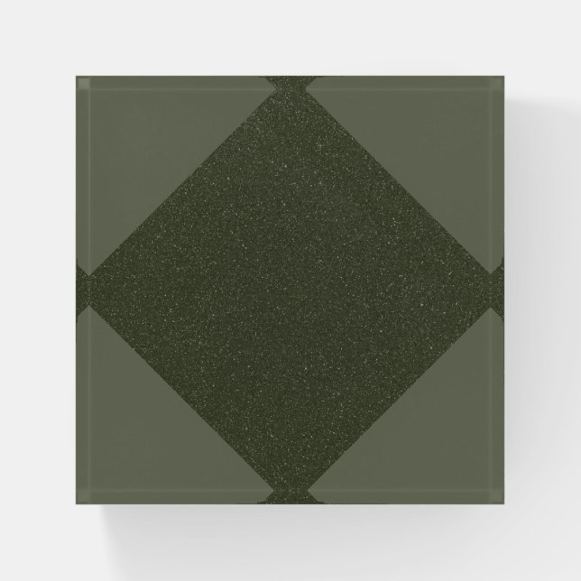 Square Moss Green Paperweight with Diamond Center (Front)