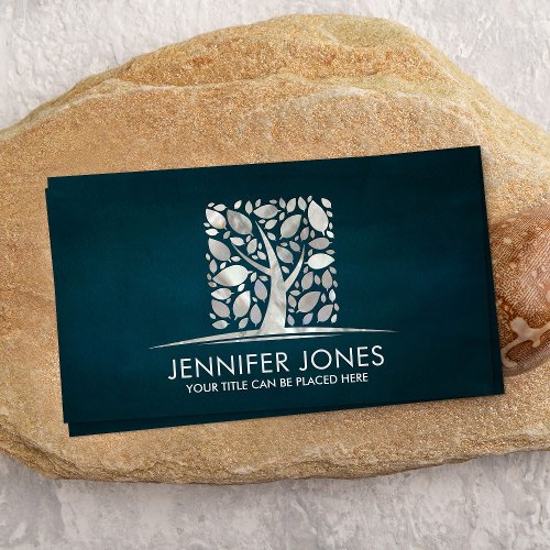 Square Mother of pearl Pearl Tree of life Art  Business Card